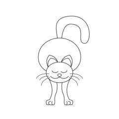 Cat stretching.  Coloring page. Vector.