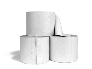 toilet paper rolls 3d render on a white background