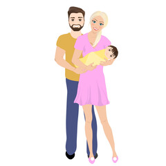 Happy young parents with a newborn