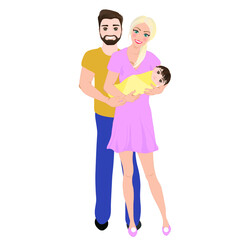 Happy young parents with a newborn