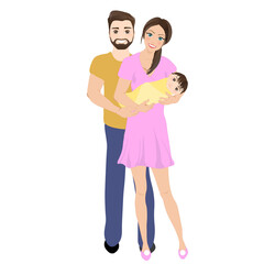 Obraz premium Happy young parents with a newborn