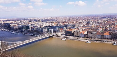 aerial view of the river and the city