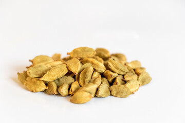 close up of fenugreek seeds for cooking isolated background.