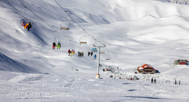 skiers on ski resort
