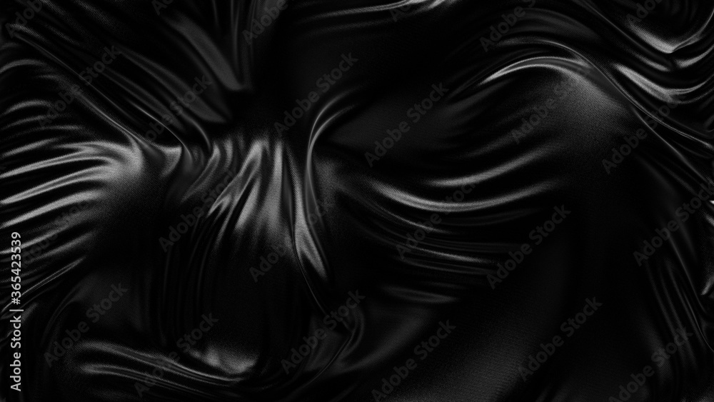 Poster abstract black fabric background with ripples and folds. black cloth texture. waving black cloth fla