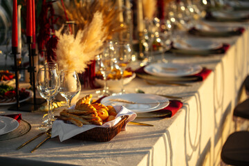 Luxury festive served table banquet catering