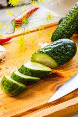 fresh pickled cucumber with garlic, (polish malosolne)