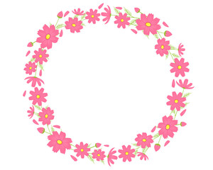 カラフルなコスモスの花のフレーム　秋桜のメッセージカード