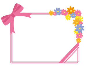 カラフルなコスモスの花のフレーム　秋桜のメッセージカード