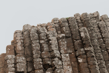 closeup detail of hexagonal volcanic rock formations of giant´s causeway located on belfast united kingdom 