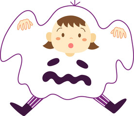 Kid in ghost costume for Halloween
