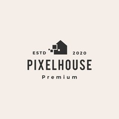 pixel house hipster vintage logo vector icon illustration