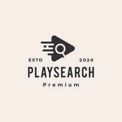 play search hipster vintage logo vector icon illustration