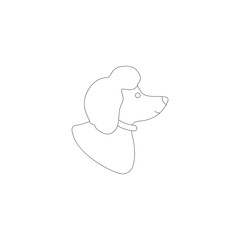 Funny line style icon of royal poodle for different design. Cute family dog for coloring book.