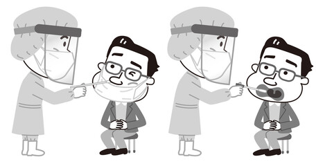 検体採取　コロナウイルス　モノトーン