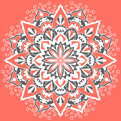Circle mandala with vibrant, vintage colors. Colorful card, wallpaper. Relax and meditation poster. Enjoy! Eps 10.	