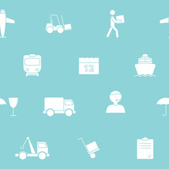 Delivery - Vector background (seamless pattern) of silhouettes shipping, service, transportation, logistics for graphic design