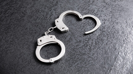 handcuffs on the black table