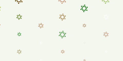Light Green, Yellow vector background with covid-19 symbols.