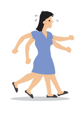 Stressed anxious woman running in a hurry. Concept of urgency or deadline.