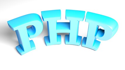 PHP blue bent write isolated on white background - 3D rendering illustration