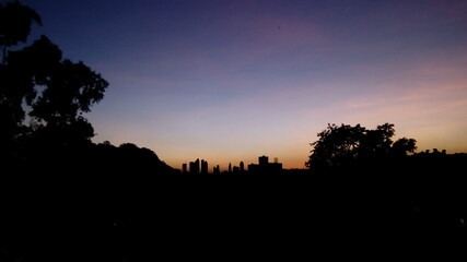 silhouette sunset over the city 