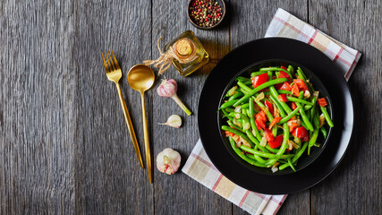 fry bodi, green beans and veggies, top view