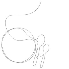 Spoons and plate on white background. Vector illustration