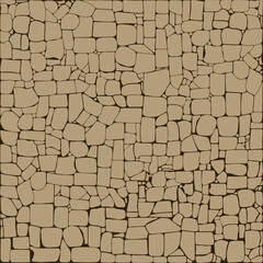 Stone wall illustration with crackes bricks old textured background