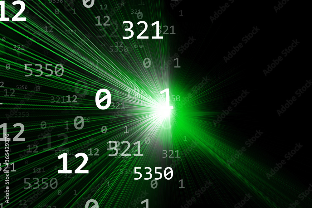 Poster 2d illustration abstract digital binary data on computer screen