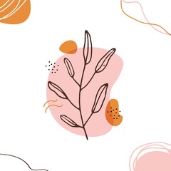 Vector trendy backgrounds. Abstract square art templates with floral and geometric elements. Can be used for social media posts, mobile apps, banners design and web/internet ads. 