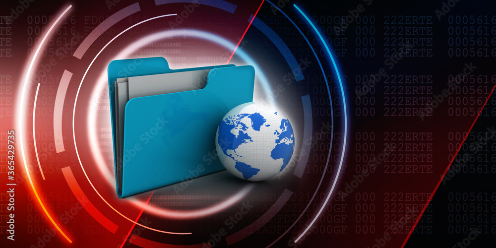 Poster 3d rendering folder with documents