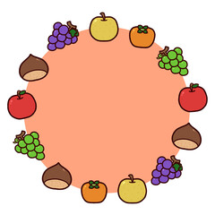 かわいい秋の果物の丸フレーム