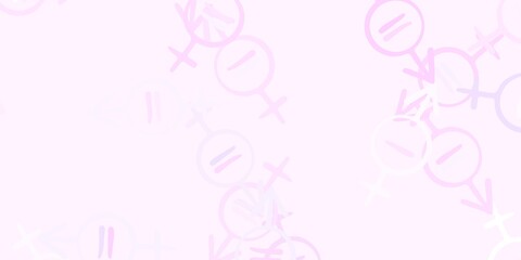 Light Purple vector pattern with feminism elements.