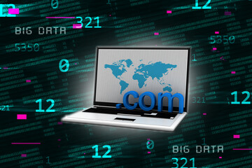 3d rendering laptop with com