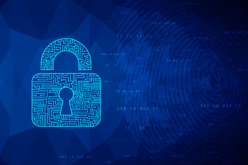 2d illustration Safety concept: Closed Padlock on digital background