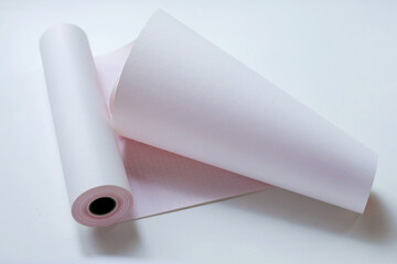 White paper in a roll for recording in hospital electrocardiograms