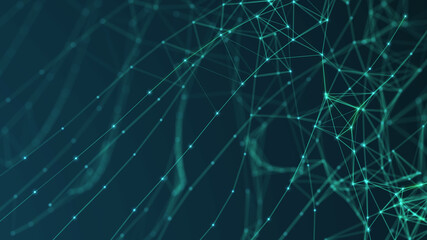 Polygonal background with dots and lines. Network connection structure. Science and technology. 3d