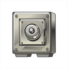 Metal armored safe on a white background. Isolated icon. Vector illustration