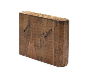 Sawed wooden plank piece, wood slab isolated on white background