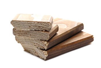 Sawed wooden planks, wood slabs isolated on white background