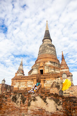 Fototapeta premium Wat Yai Chai Mong Kol historical temple in Thailand