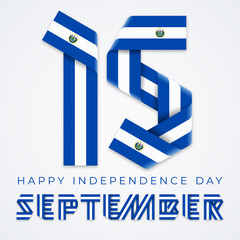 September 15, El Salvador Independence Day congratulatory design with salvadoran flag colors. Vector illustration.