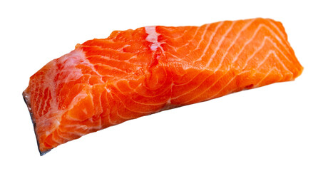 Raw red fish salmon fillet. Isolated over white background