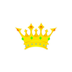 Colored crown icon with decor. For application, game and web site. The symbol of power. The sign of the king and queen.