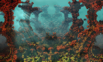 Fantastic 3d image of underwater coral reef © pobaralia