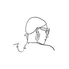 One line vector woman portrait. Linear female face. Single abstract silhouette in minimal style. Hand drawn art.