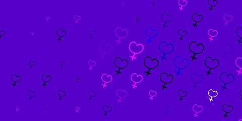Light Purple vector backdrop with woman's power symbols.