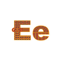 Vector abstract letter E with ornamental pattern.