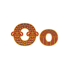 Vector abstract letter O with ornamental pattern.